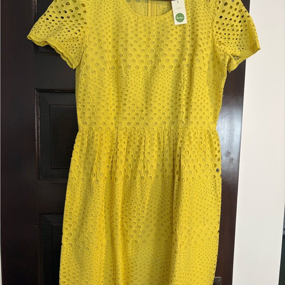 Boden Yellow Eyelet Dress